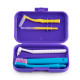 Orthodontic set for care of braces with a mono-beam brush, purple